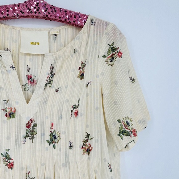 Anthropologie Tops - Anthropologie Maeve Orchid Island Pleated Blouse Floral Cream Size 4
